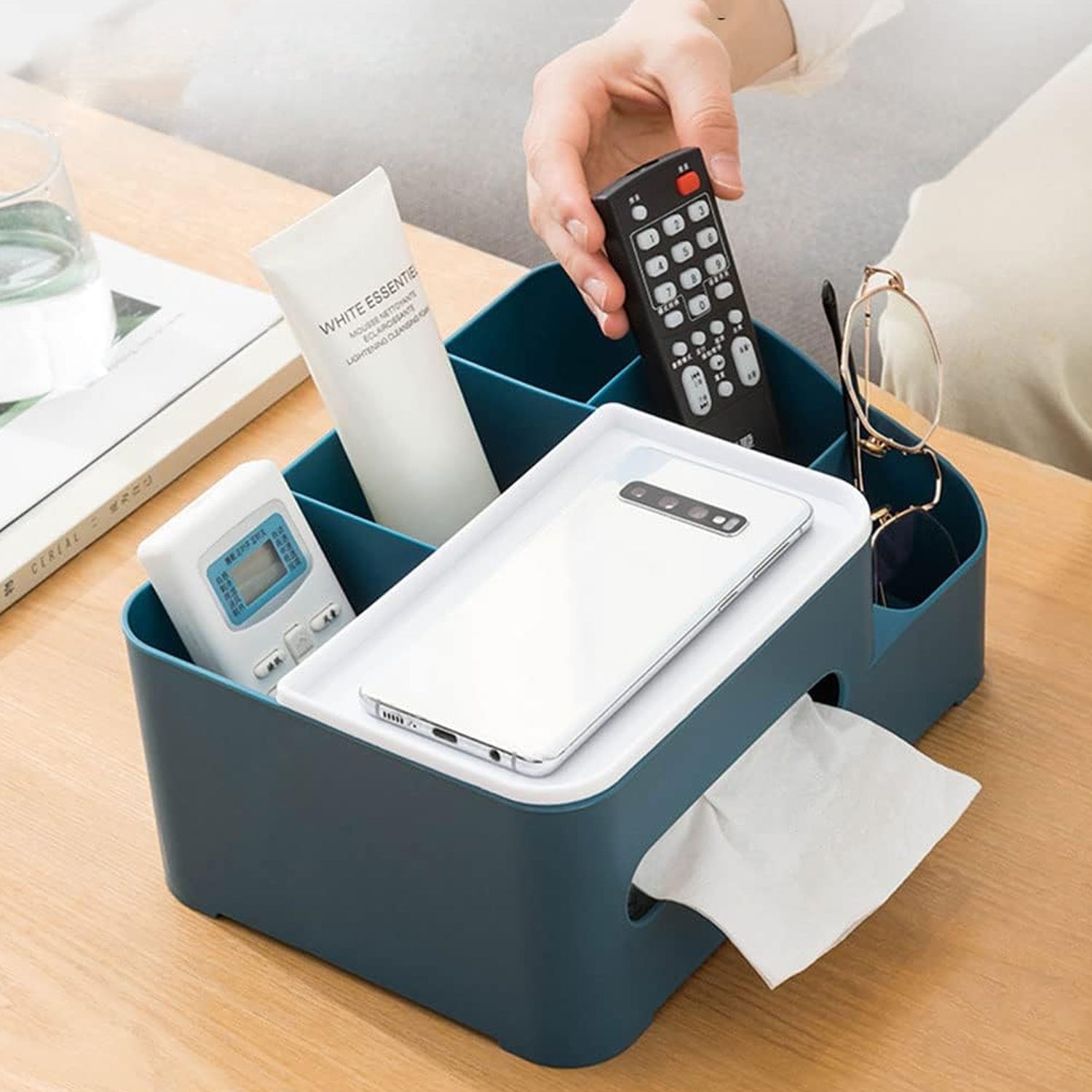 17671 Tissue Paper Storage Holder, Stationery Storage Remote Control, Decorative Pen, Pencil, Napkin, Mobile Phone Multi-Function Desk Storage Organizer for Home and Office (6 Compartment) 17671 Tissue Paper Storage Holder, Stationery Storage Remote Control, Decorative Pen, Pencil, Napkin, Mobile Phone Multi-Function Desk Storage Organizer for Home and Office (6 Compartment)